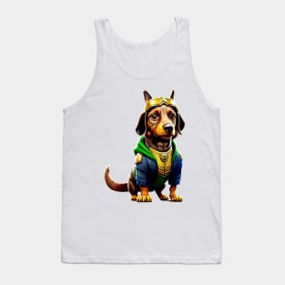 Regal Pup: Dachshund Wearing a Crown Fit for a King Tee Tank Top